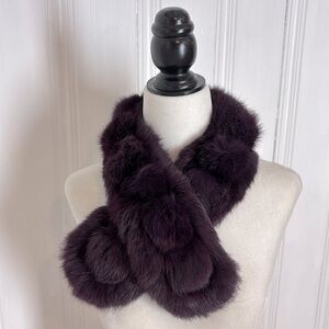 Versatile Aubergine Real Fur Collar